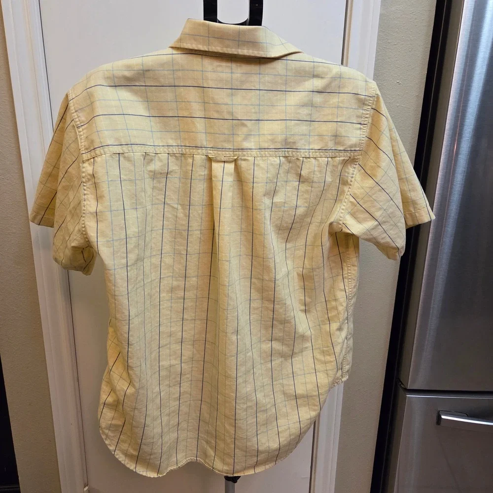 Ivy Crew Classics Men Large Yellow Windowpane Plaid Short Sleeve Button Up Shirt